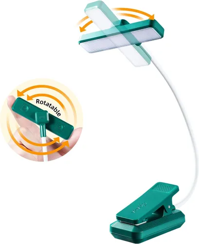 Vista 17 de VAVOFO Luz de Libro Recargable Giratoria: 24 LEDs Luz de Lectura, 3 Colores y 9 Niveles de Brillo Lámpara de Libro, Cuidado de Ojos 120 Horas