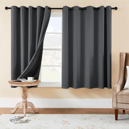 Vista 95 de Rutterllow - Cortinas 100% opacas, paneles de cortina con ojales, aislamiento térmico y bloqueo de luz para habitación y sala de estar