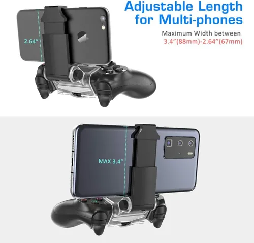 Vista 3 de OIVO PS4 Controller Phone Mount Clip for Rmote Play, Mobile Gaming Clamp Bracket Phone Holder with Adjustable Stand Compatible with Dualshock 4 PS4