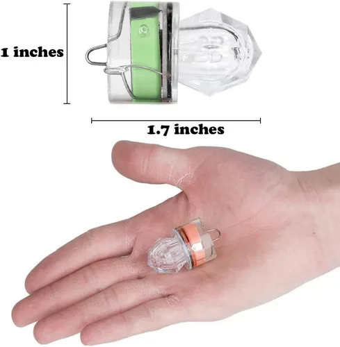 Vista 4 de Paquete de 10 luces LED de caída profunda de pesca, luces LED estroboscópicas intermitentes de colores, luz de pesca subacuática, atractantes Verde