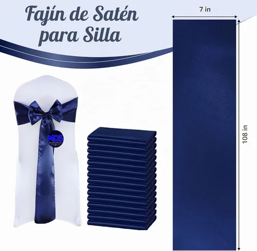 Vista 3 de Juego de 50 listones para sillas, de la marca MDS, Satin, Azul marino, 50