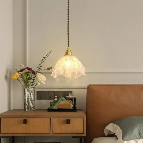 Vista 3 de Modern Creative Irregular Glass Pendant Lights, Nordic Retro Gold Hanging Pendant Lamp, Brass Adjustable Cord E27/E26 Sockets Chandelier for Kitchen