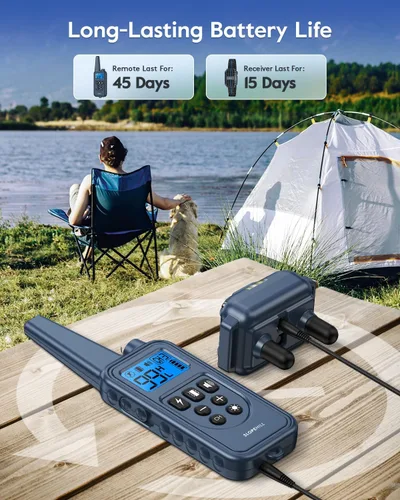 Vista 6 de Collar de Entrenamiento para Perros con 7 Modos de Entrenamiento, Collar de Choque Electrónico para Perros con Control Remoto de 1280M, Collar