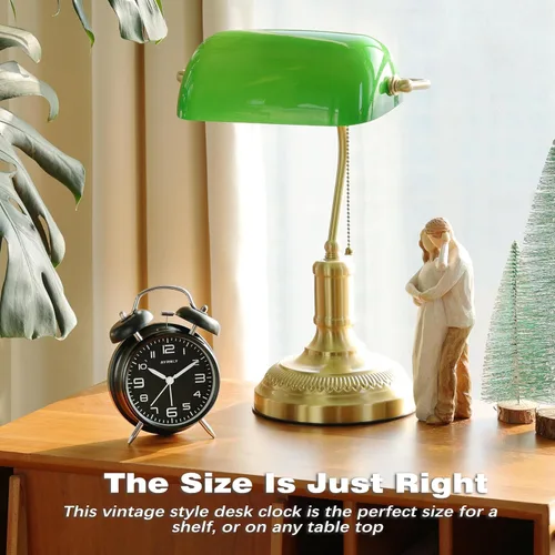 Vista 5 de AYRELY® Reloj despertador de campana doble súper fuerte para adultos de sueño pesado, 4 pulgadas, retro, silencioso, sin tictac, con luz nocturna