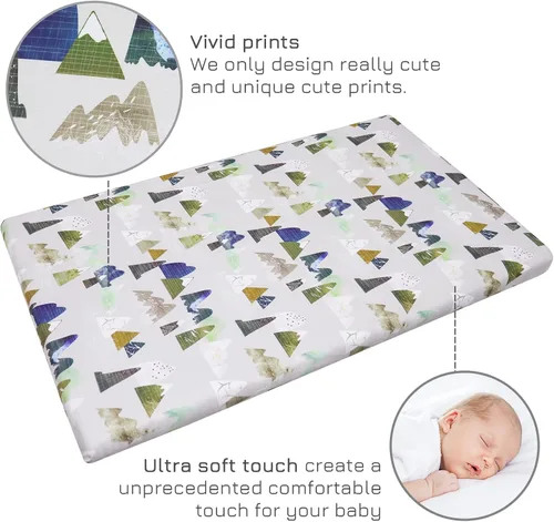 Vista 3 de Mini sábanas para cuna Mountain Pack N Play, suaves, transpirables, portátiles, para bebé niño