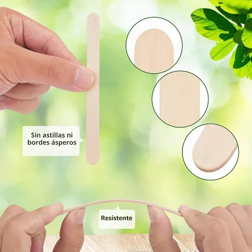 Vista 3 de 1200 palitos de madera para manualidades, palitos de helado de madera natural de 4.5 pulgadas de largo para manualidades de bricolaje de madera