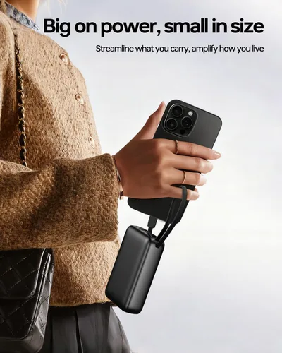 Vista 4 de Cargador Portátil 50000mAh Power Bank, Cargador de Teléfono Portátil con 2 Cables Integrados, 22.5W Carga Rápida Elementos Esenciales de Viaje