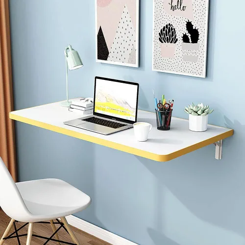 Vista 11 de Mesas plegables, banco de trabajo plegable para montar en la pared, mesa de madera montada en la pared, soporte resistente, mesa de pared estable