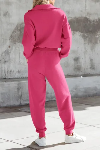 Vista 142 de PRETTYGARDEN Conjunto de suéter de 2 piezas para mujer, sudadera con cremallera, pantalones deportivos, ropa casual