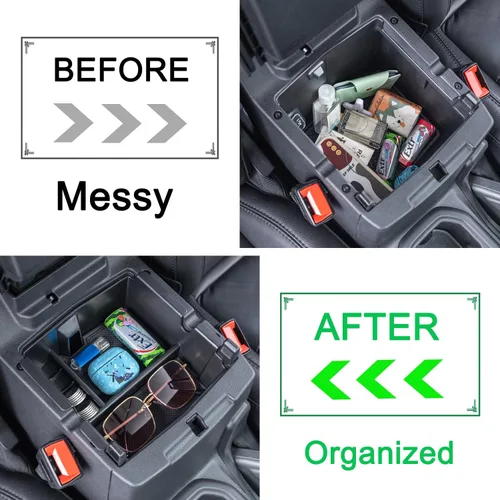 Vista 4 de PIMCAR Organizador de consola central para Jeep Wrangler JL/JLU (2018-2026) y Gladiator JT (2020-2026) Bandeja de almacenamiento para reposabrazos