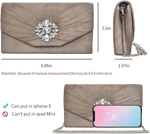 Vista 3 de ANKESON Bolsos de mano para mujer de terciopelo plisados de noche sobre de hombro bolsos de noche