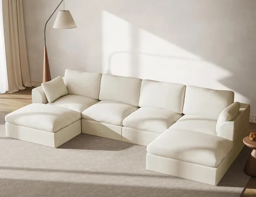 Vista 17 de Sofás seccionales Cloud de 110 pulgadas para sala de estar, sofá convertible sin hueso en forma de L con otomana, juego de sofá modular de gran