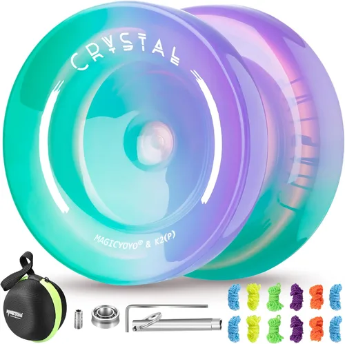 Vista 8 de MAGICYOYO Responsive Yoyo Professional K2 Crystal, Yo yo de doble propósito para niños y jugadores avanzados, yoyos degradados de plástico con 12