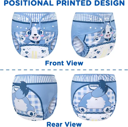 Vista 5 de Littleforbig Funda para pañales para adultos, lavable, ajustable, reutilizable, impermeable, color azul, S