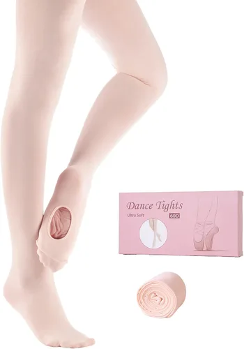 Vista 3 de MdnMd Girls' Women's Ballet Tights Ultra Soft Convertible Dance Leggings Transition Tights for Toddler Kids Adult