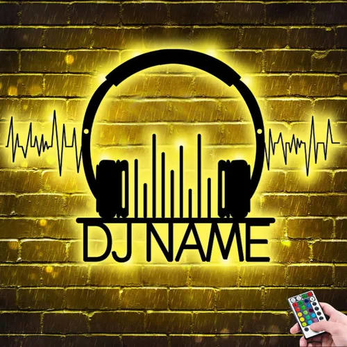 Vista 11 de Letrero de neón personalizado para reproductor de DJ, nombre personalizado, auriculares, reproductor de disco DJ, letrero de luz LED de metal