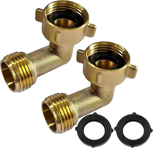 Vista 7 de Conector de codo de manguera de jardín de 90 grados Montaje de Adaptador de manguera de entrada de agua RV con lavadora a presión 3/4 "FHT x 3/4