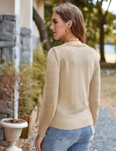 Vista 5 de GRACE KARIN Women's Knitted Cardigan Sweater Long Sleeve Button Down Lightweight Hollow Out Soft Open Front