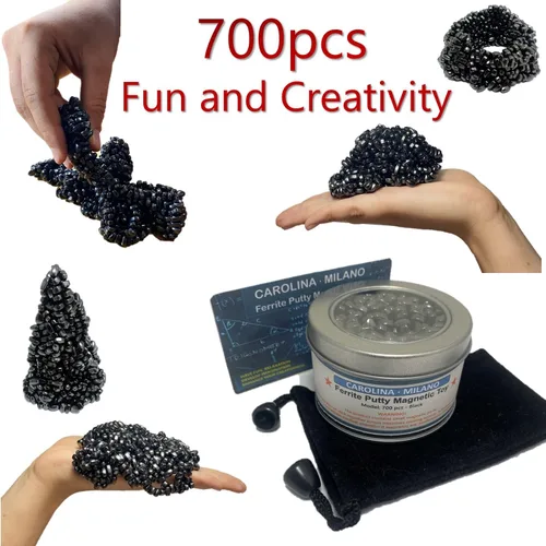 Vista 5 de 700 piezas de masilla de ferrita de cangrejos negros para adultos, piedras de ferrita para adultos, juguete de escritorio de oficina, cuentas