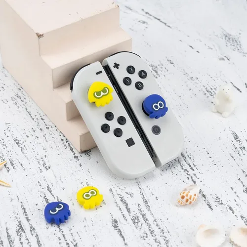 Vista 4 de Yocore Splatoon3 - Tapas de agarre para el pulgar, agarres de silicona suave, tapas analógicas de silicona suave para SwitchOLEDSwitch Lite, 4