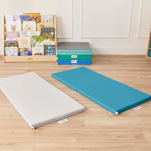 Vista 8 de ECR4Kids SoftZone - Alfombrillas plegables para reposo, diseño de arco iris, colchoneta para dormir, contemporánea, 5 piezas Contemporáneo