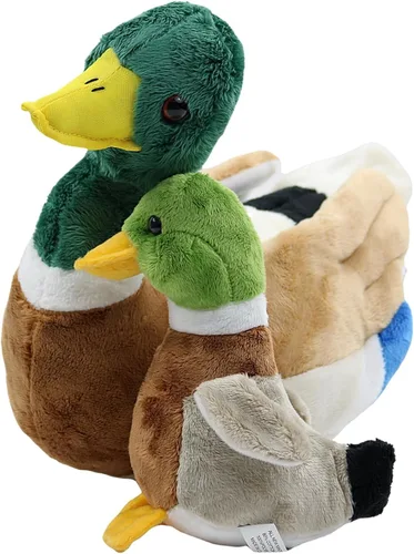 Vista 3 de Peluche de pato mallard de 13 pulgadas con un pato bebé, 2 piezas de animales de peluche de pato malardo Mallard Duck Stuffed Animal,Birthday Gift