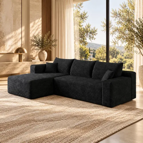 Vista 3 de Sofá deshuesado de 96 pulgadas, sofá modular en forma de L, color negro