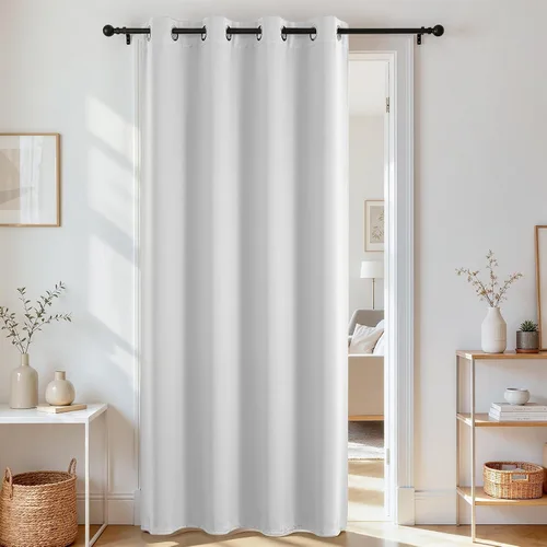 Vista 26 de Joydeco Cortina opaca para puerta de privacidad de 78 pulgadas de largo, cortina de armario con ojales para armario abierto, divisor de habitación