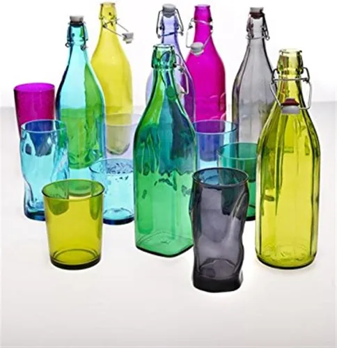Vista 4 de Bormioli Rocco Giara Botella de bebida con tapa de abrazadera, 33.75 onzas, recipiente de vidrio a prueba de fugas para jugos y aderezos caseros