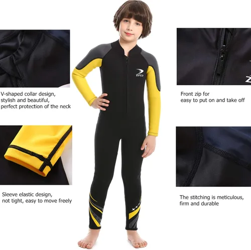 Vista 6 de ZCCO - Traje de neopreno para niños, traje de baño de 2.5 mm para adolescentes, traje de baño de cuerpo completo para niños y niñas, traje de baño