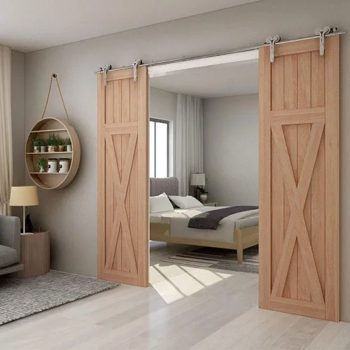 Vista 34 de TSMST Kit de herrajes para puerta corrediza de granero de 4 pies, riel de puerta de granero resistente de acero inoxidable para una sola puerta
