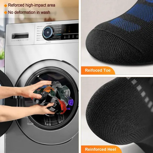Vista 6 de BULLIANT Calcetines de correr para hombre, 6 pares, calcetines de tobillo que no se ven transpirables, absorben para hombres y mujeres, suela