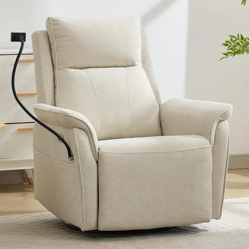 Vista 11 de Silla reclinable eléctrica con soporte para teléfono, mecedora giratoria resistente a los arañazos, mecedora mecedora mecedora para guardería, silla