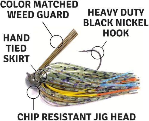 Vista 4 de Rock Crawler - Plantillas de fútbol de tungsteno para pesca de lubina, juego de señuelos de pesca de cabeza de torneo de primera calidad, kit