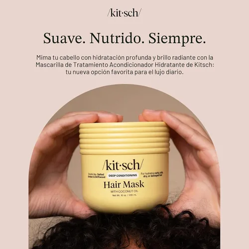 Vista 7 de Kitsch Mascarilla capilar hidratante con aceite de coco para cabello dañado