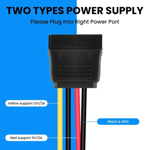 Vista 5 de SDTC Tech Cable adaptador de divisor de alimentación SATA dual de 4 pines macho IDE Molex a 15 pines hembra 18AWG cable de extensión de disco duro