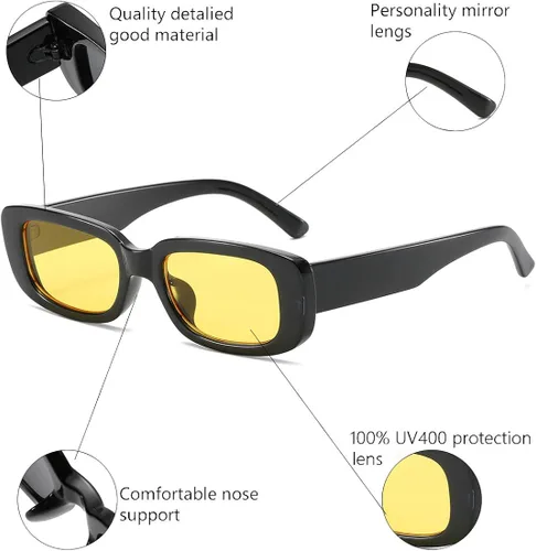 Vista 5 de ENSARJOE - Gafas de sol rectangulares para mujer estilo retro protección UV 400 marco cuadrado