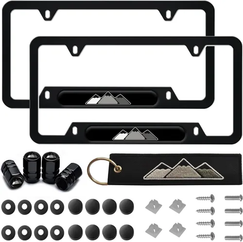 Vista 12 de Marco de Placa de Matrícula de Aluminio Compatible con Vehículo, Camión, Remolque, SUV de Dodge. (Rojo-01)