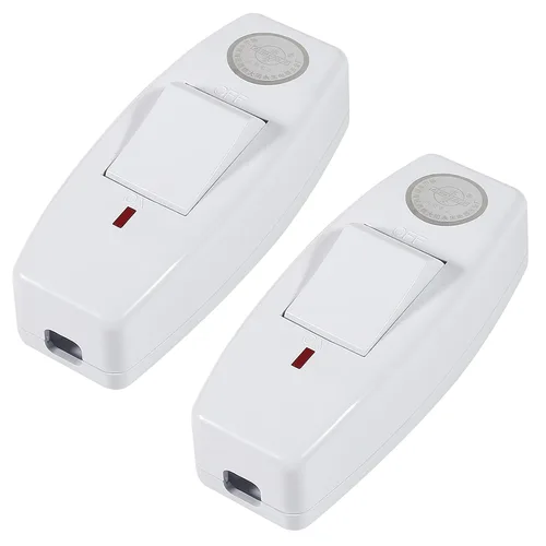 Vista 12 de 2 interruptores de cable en línea, AC120V 10A, 250V 6A, interruptor de control de lámpara de encendido y apagado para dormitorio, lámpara de mesa