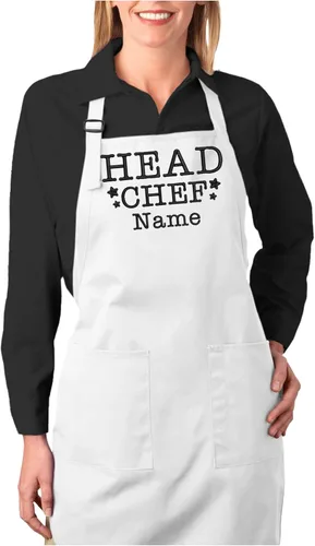 Vista 9 de Delantal de chef bordado personalizado, nombre personalizado, ajuste ajustable con bolsillos, lona de algodón premium