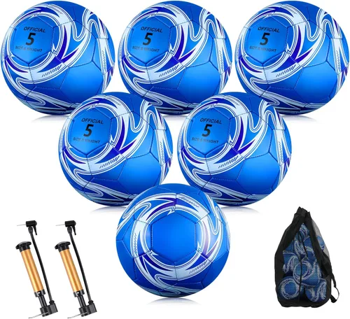 Vista 8 de Realspring Balones de fútbol desinflados a granel con bolsa de inflador, operación de Navidad, tamaño oficial, fútbol para jóvenes, al aire libre