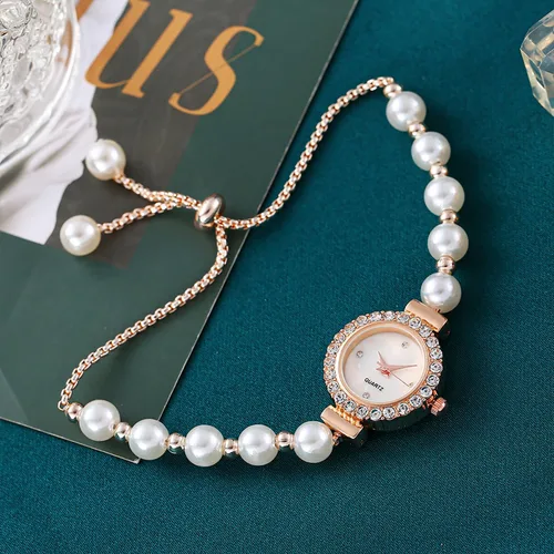 Vista 3 de ADSBIAOYE Reloj de pulsera floral simple de moda para mujer, reloj de lujo ligero de cuarzo con diamantes