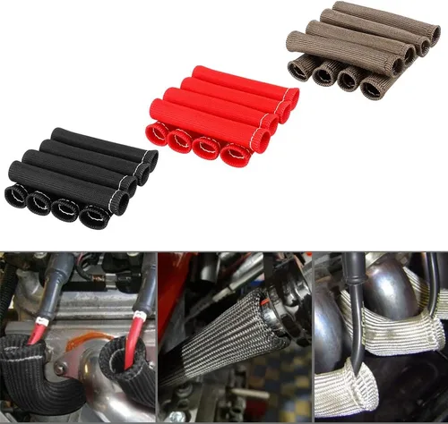 Vista 9 de Mangas protectoras para cables de bujía con aislamiento de protección térmica, cubierta de blindaje térmico de 1200 grados, 6 pulgadas para auto