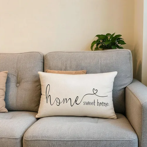 Vista 11 de Fundas decorativas de almohada estilo casa de campo con texto "Home Sweet Home", de 12 x 20 pulgadas, funda de almohada para decorar, regalo