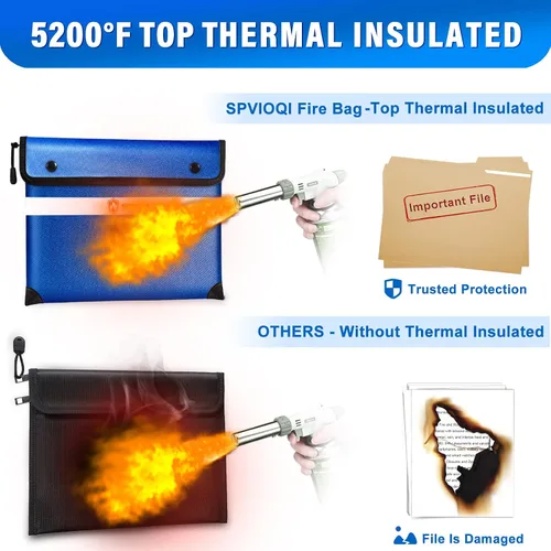 Vista 3 de Bolsa de documentos ignífuga mejorada – Aislamiento térmico de 5200 °F, bolsa de dinero ignífuga de 14.2 x 11 pulgadas con 8 capas