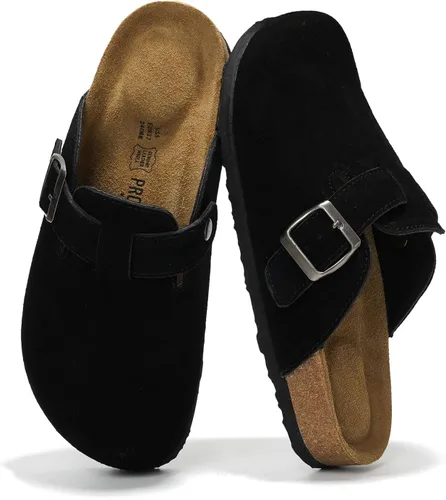 Vista 21 de Project Cloud Benton - Zuecos con plantilla de cuero genuino para mujer, pantuflas de espuma viscoelástica con soporte de arco, sandalias de moda