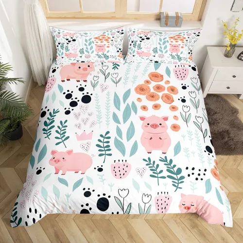 Vista 47 de Erosebridal Juego de ropa de cama individual de animales de la selva para niñas y niños, funda de edredón de elefante oso, tigre, león, safari