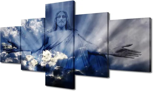 Vista 89 de TUMOVO Decoración de pared de iglesia cristiana de 3 paneles, imágenes de la resurrección de Jesús para sala de estar, dormitorio, cocina