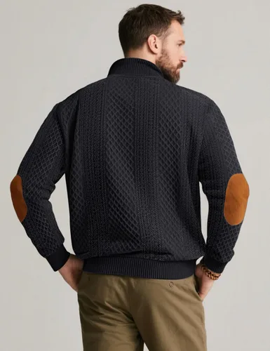 Vista 6 de Suéter de manga larga para hombre, casual, con botones de un cuarto, con cuello alto, sudadera con capucha
