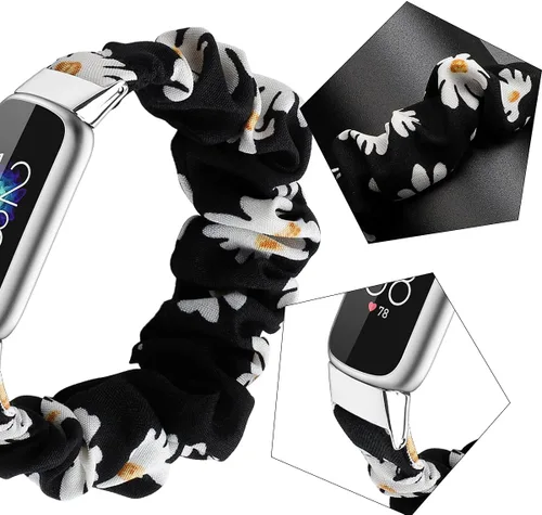 Vista 3 de Correa compatible con correa Fitbit Luxe para mujer correas elásticas suaves de repuesto para lujo crisantemo S